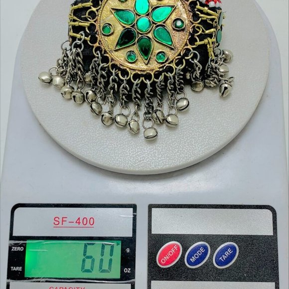 Green Kuchi Afghan Matha Patti, Ethnic Hair Jewelry, Afghan Hair Accessories, main image 10